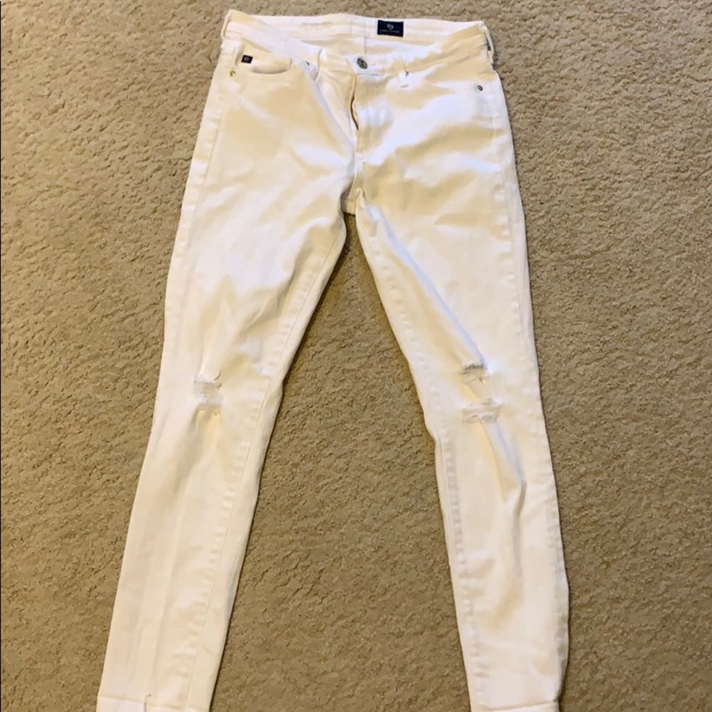 VGUC AG middi ankle white destroyed jeans